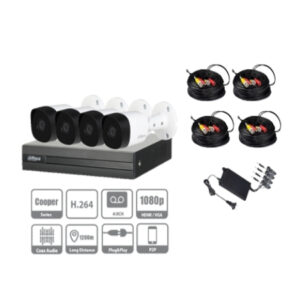 DAHUA KIT DE VIGILANCIA DH-XVR1A04-KIT3 DE 4 CÁMARAS CCTV BULLET Y 4 CANALES, CON GRABADORA
