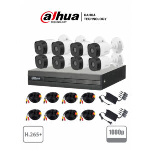 DAHUA KIT DE VIGILANCIA COOPER XVR1B08KIT DE 8 CÁMARAS CCTV BULLET Y 8 CANALES, CON GRABADORA, 8 CABLES SIAMÉS, 2 FUENTES DE PODER Y 2 PULPOS